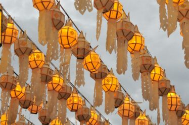 yellow and brown hanging decors